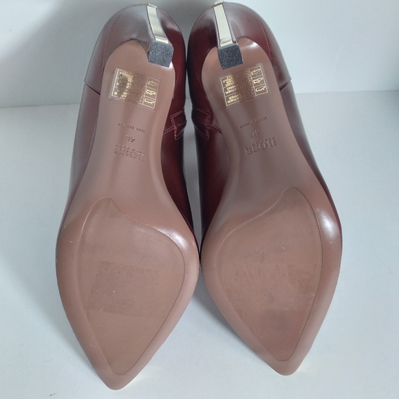 HUGO BOSS Burgundy Leather w/Gold Pointed Tip High-Heeled Ankle Boots-Size 40 - Picture 9 of 13